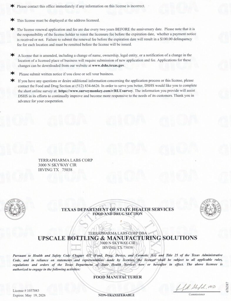 food manufacturer s license